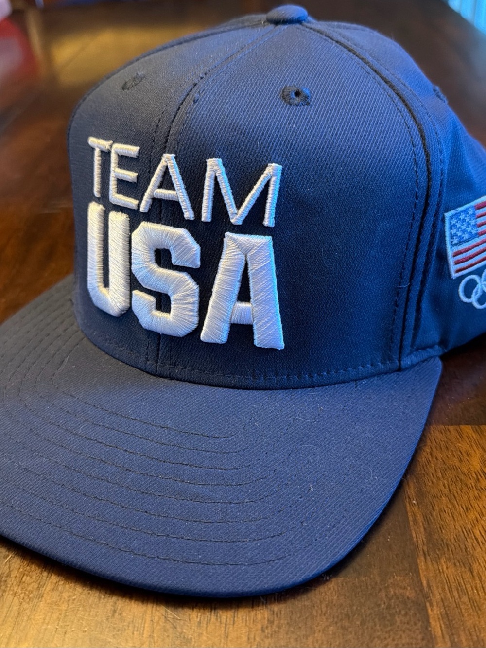 USA Olympic Team Apparel Adjustable Snap Back Hat Cap TEAM USA Navy Flag Rings
